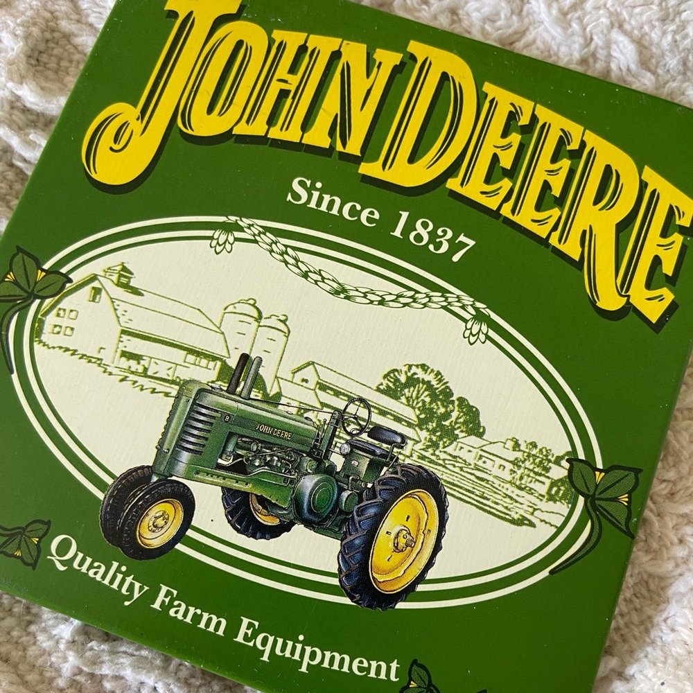 Vintage John Deere Green and Yellow coasters (8 pcs)